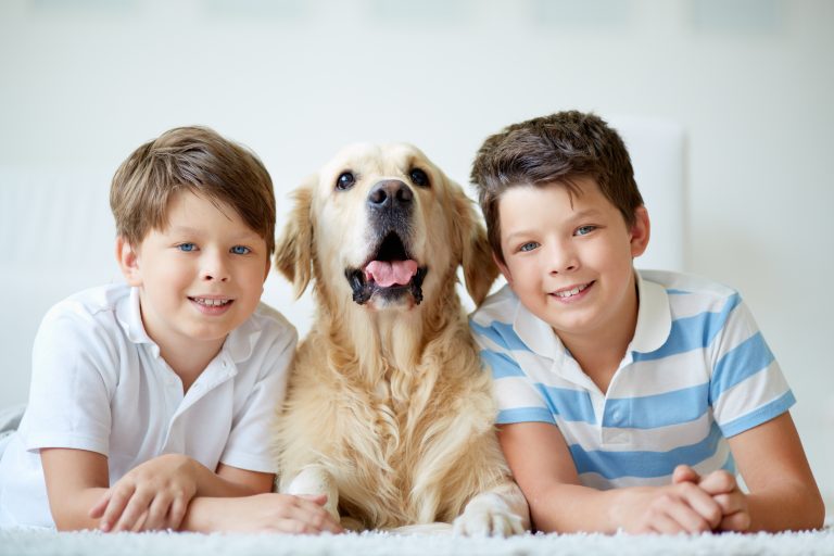 Boys with dog